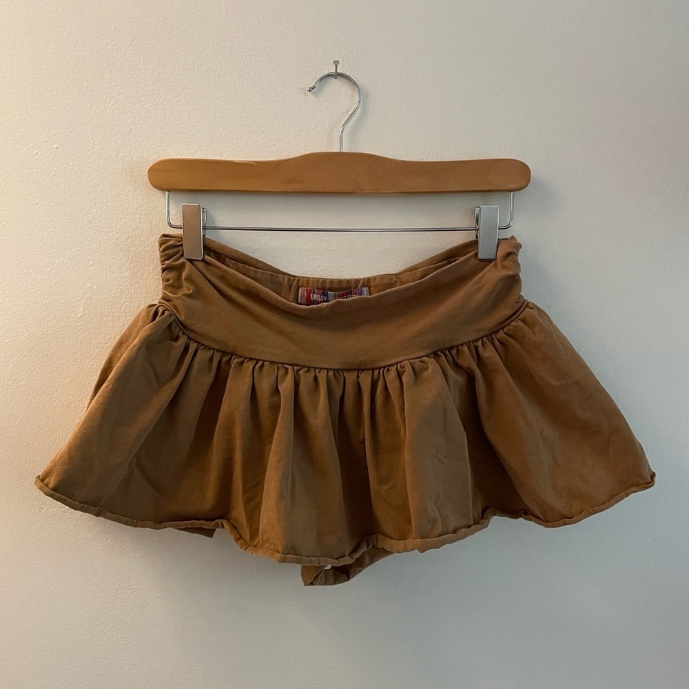 UO Y2K Bratzcore Festival Fairycore Coquette Brown Flared Mini Micro Skort S